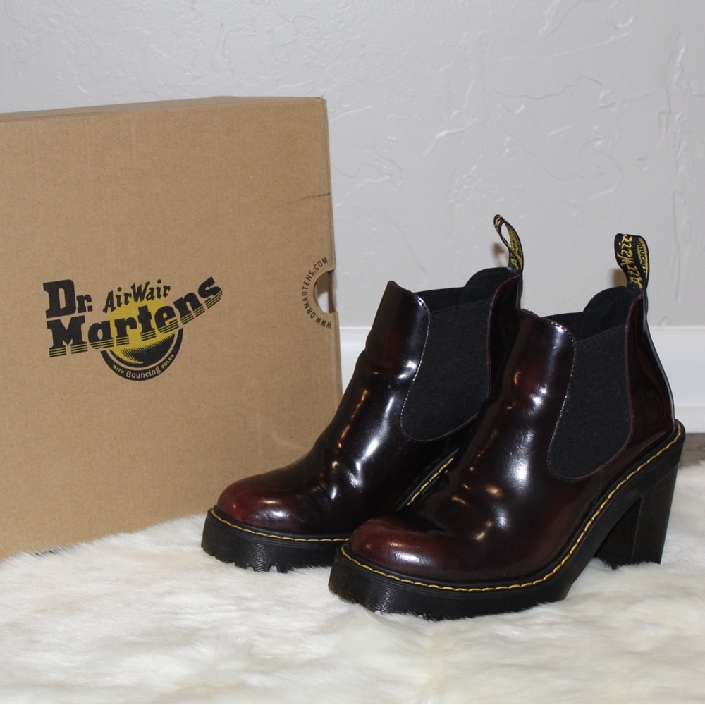 Dr. Martens Cherry Red Arcadia Hurston Chelsea Boots